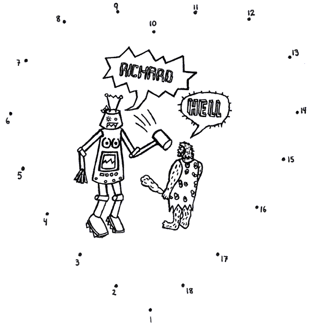 Robot/Caveman T-shirt drawing 'Richard Hell'