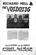 orig. Voidoids poster: CBGB April 1978