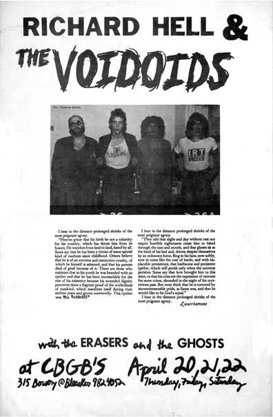 Richard Hell and the Voidoids poster from 1978. 
Worth waiting for.